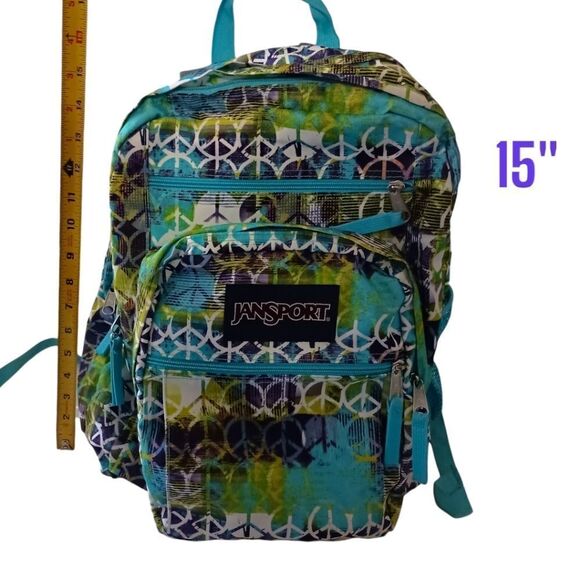 Jansport Backpack Peace Sign Allover Print Bohemian Boho Hippie Colorful Large. - Picture 6 of 16
